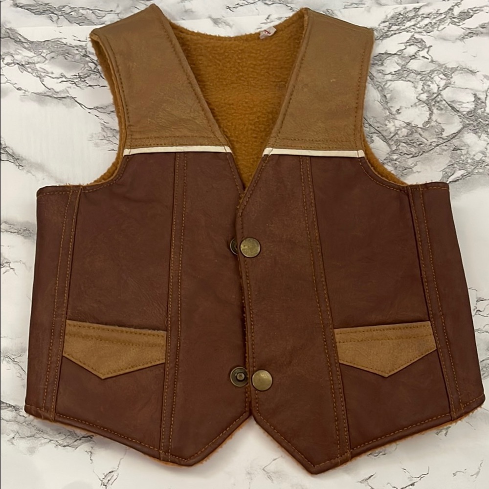 Brown Leather Kids Vest